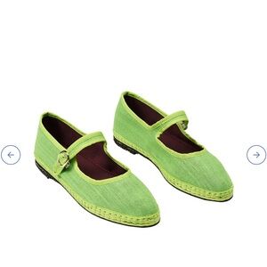 NWT Size 39/US Size 8 Flabelus Justina Linen Piped Mary Jane